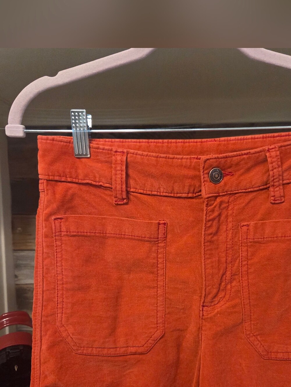 Free People High-Rise Straight-Leg Velour Jeans- In Crimson - Picture 5 of 8